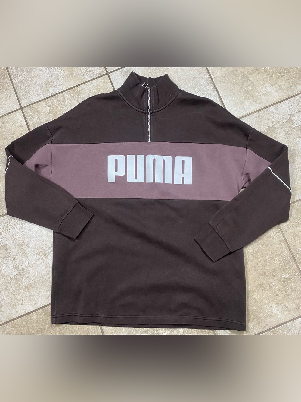 PUMA “Machts Mit Qualitat” Colorblock Quarter Zip Sweatshirt Men's L